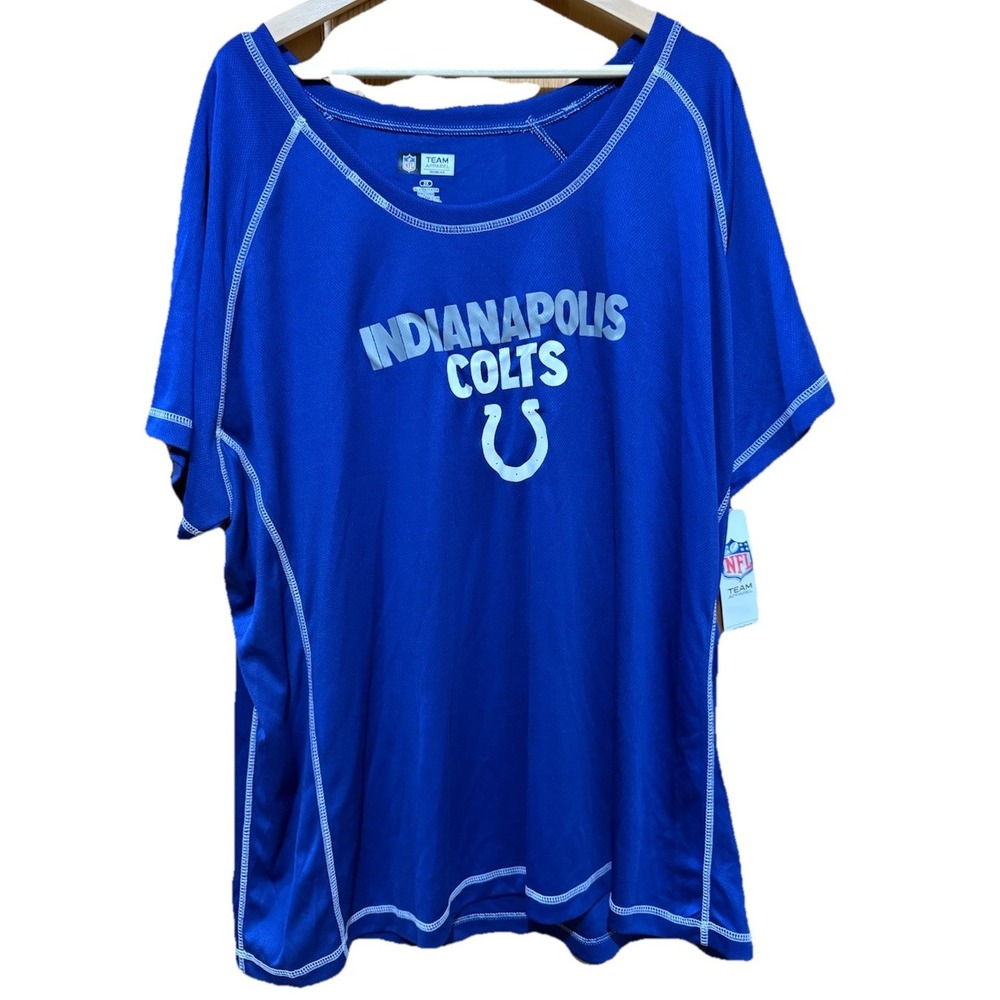 NFL Indianapolis Colts Short Sleeve Scoop Neck T-Shirt Womens 2X Blue Perf NWT